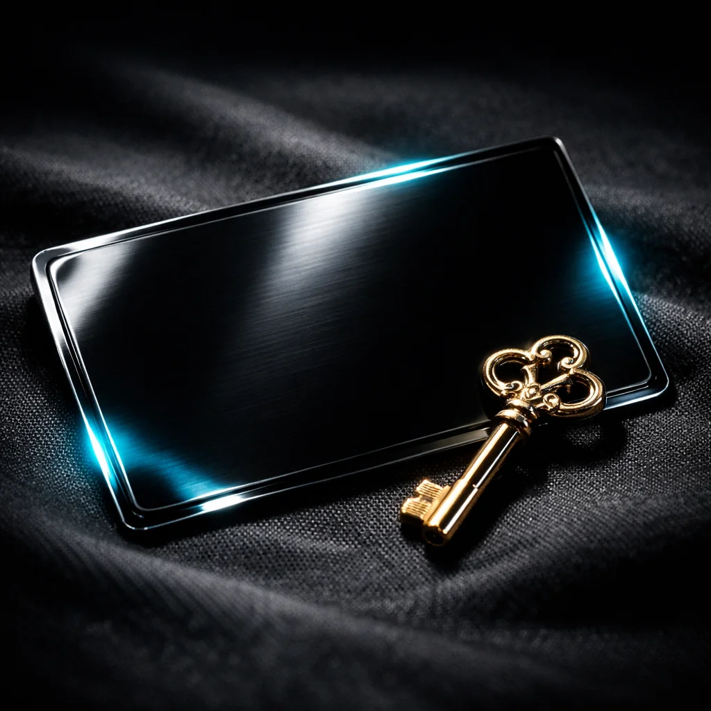 Metalen VIP-kaart met cyaanblauwe gloed voor de VIP-club